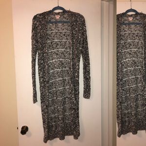 Long black and white sweater